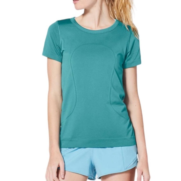 Lululemon Swiftly Tech Breeze Short Sleeve Relaxed Fit Top Teal Blue Run Size 8 - Picture 1 of 10